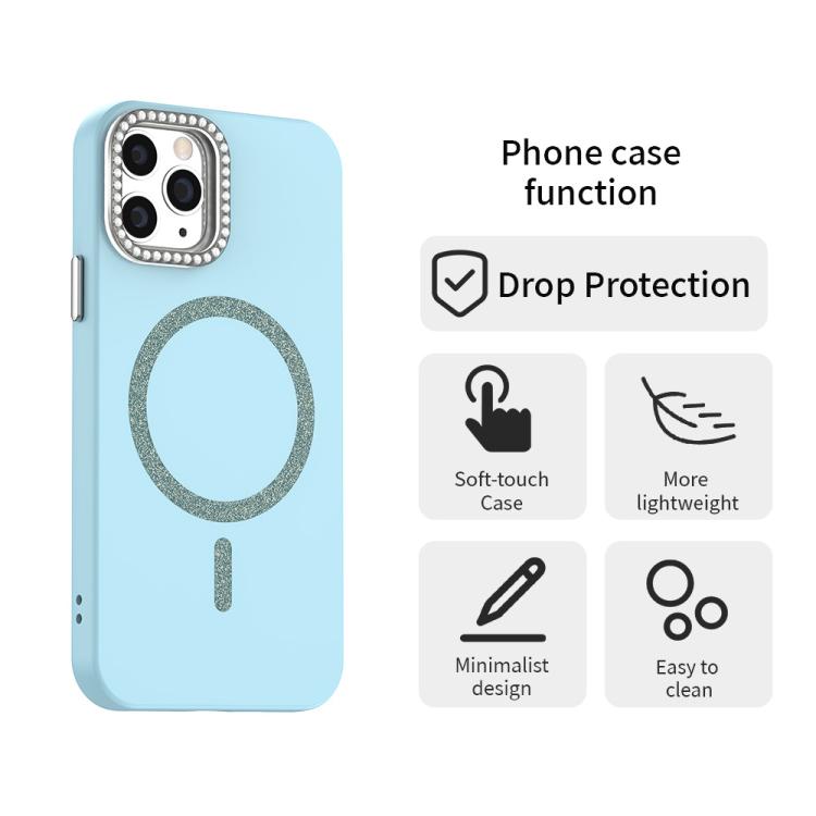 For iPhone 12 Pro Glitter Rhinestones Series Magsafe PC Hybrid TPU Phone Case
