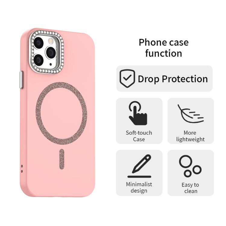 For iPhone 11 Pro Max Glitter Rhinestones Series Magsafe PC Hybrid TPU Phone Case