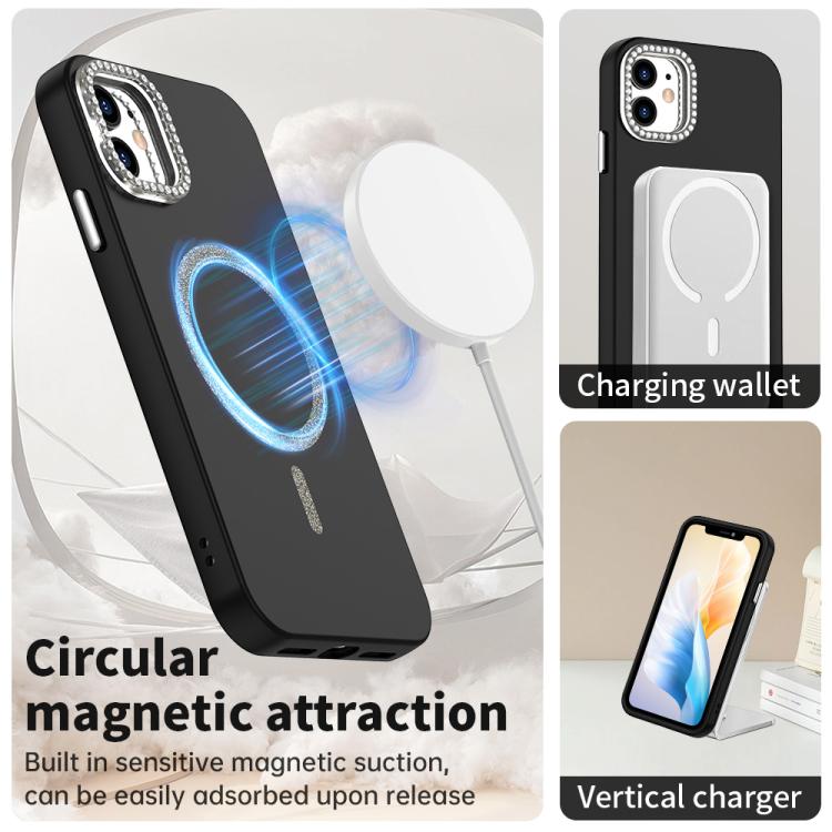 For iPhone 11 Glitter Rhinestones Series Magsafe PC Hybrid TPU Phone Case