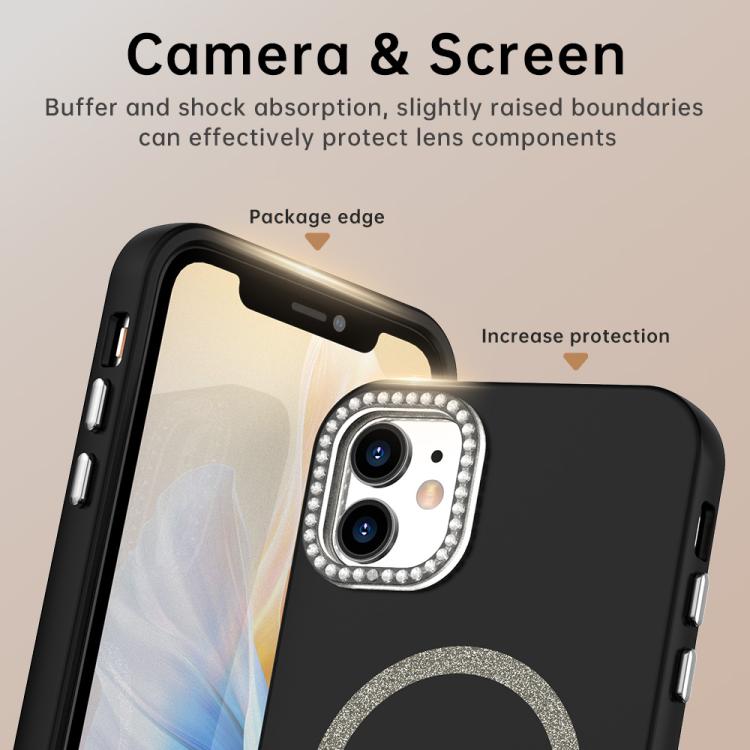 For iPhone 11 Glitter Rhinestones Series Magsafe PC Hybrid TPU Phone Case