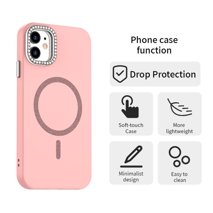 For iPhone 11 Glitter Rhinestones Series Magsafe PC Hybrid TPU Phone Case