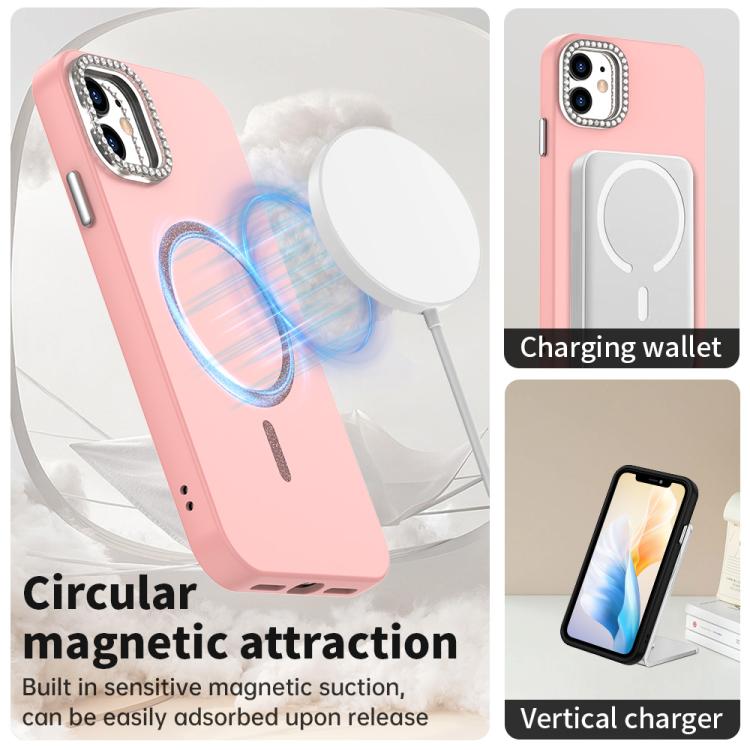 For iPhone 11 Glitter Rhinestones Series Magsafe PC Hybrid TPU Phone Case
