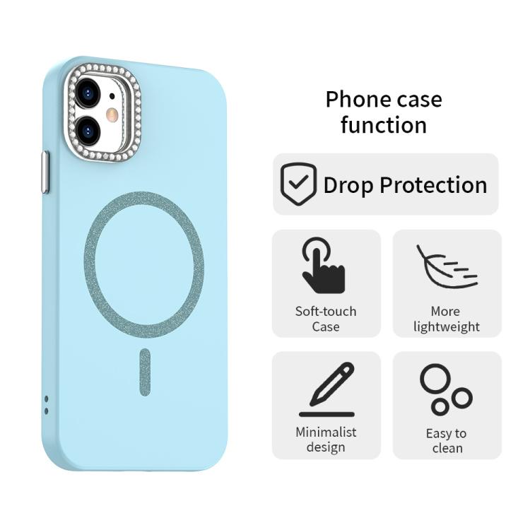For iPhone 11 Glitter Rhinestones Series Magsafe PC Hybrid TPU Phone Case