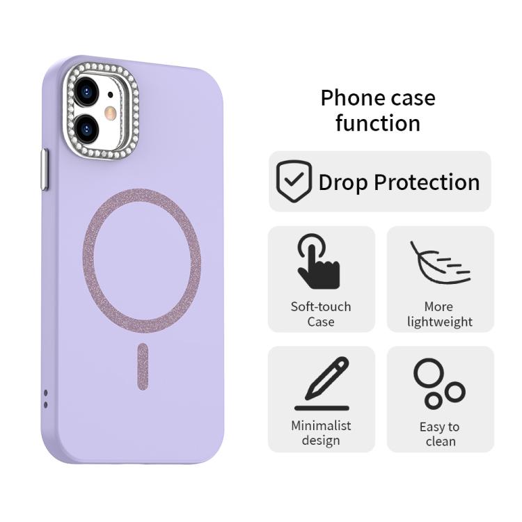 For iPhone 11 Glitter Rhinestones Series Magsafe PC Hybrid TPU Phone Case