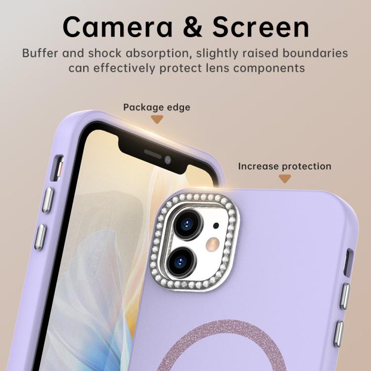For iPhone 11 Glitter Rhinestones Series Magsafe PC Hybrid TPU Phone Case