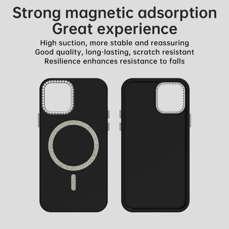 For iPhone 11 Pro Glitter Rhinestones Series Magsafe PC Hybrid TPU Phone Case