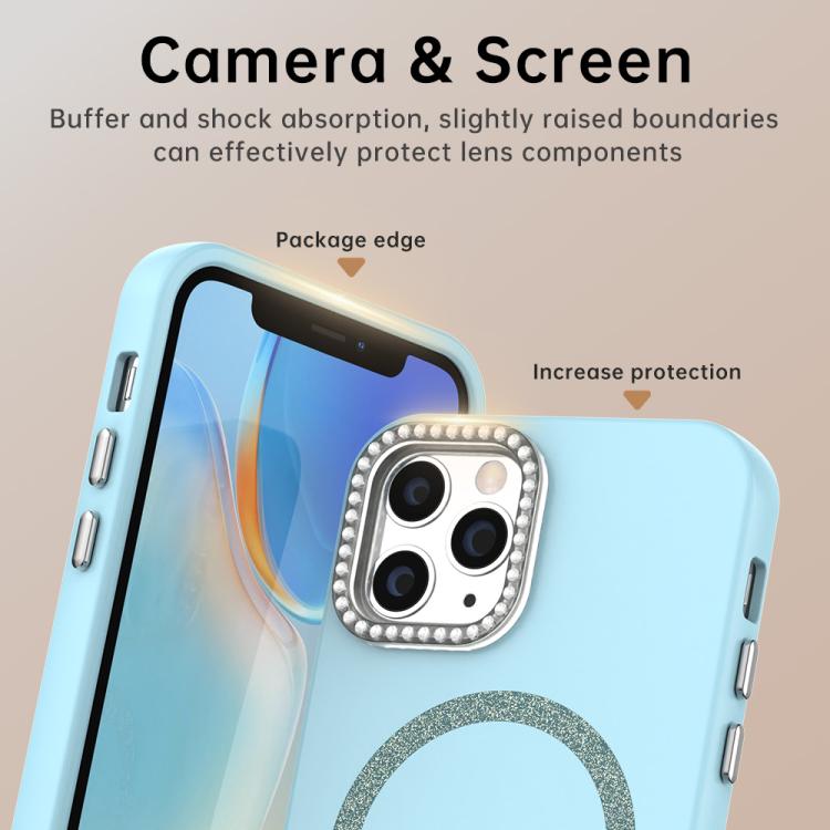 For iPhone 11 Pro Glitter Rhinestones Series Magsafe PC Hybrid TPU Phone Case