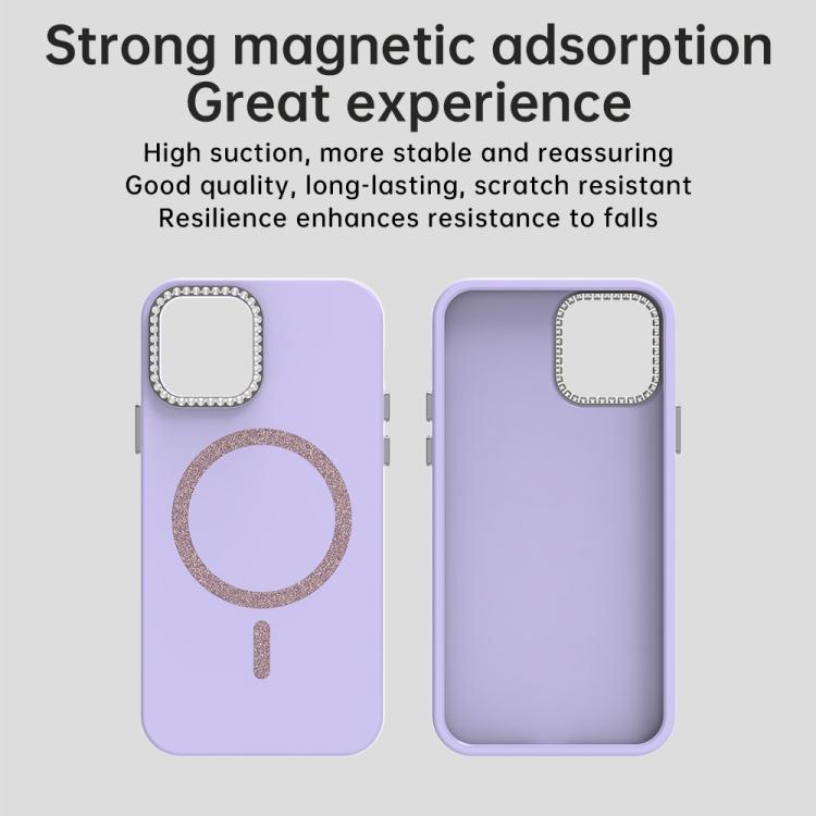For iPhone 11 Pro Glitter Rhinestones Series Magsafe PC Hybrid TPU Phone Case