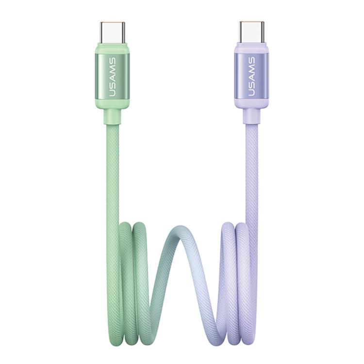 USAMS SJ756 Type-C to Type-C 60W Dual Color Aluminum Alloy Fast Charging Data Cable, Length:1.2m