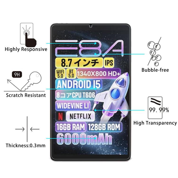 For Zuleisy E8A 8.7 9H 0.3mm Explosion-proof Tempered Glass Film