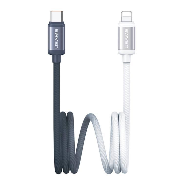 USAMS SJ757 30W Type-C to 8 Pin Dual Color Aluminum Alloy Fast Charging Data Cable, Length:1.2m