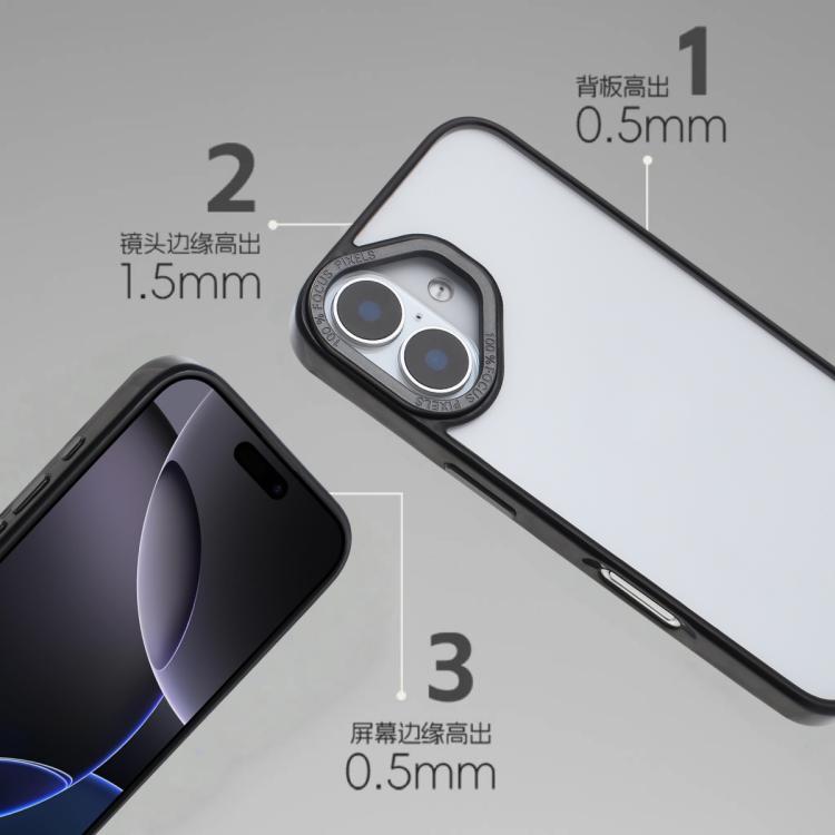 For iPhone 16 Macaron PC Hybrid TPU Glossy Phone Case