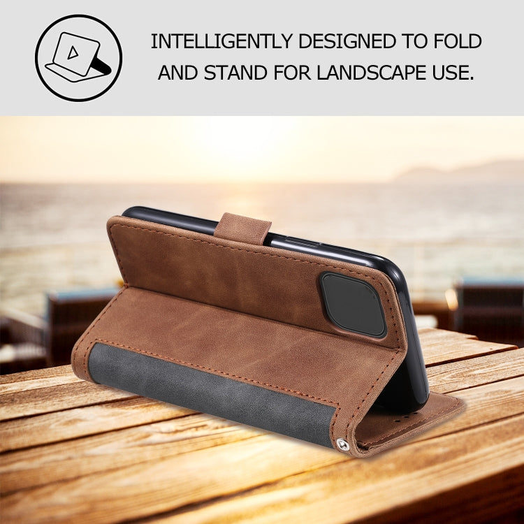 For iPhone 12 mini Retro Splicing Horizontal Flip Leather Case with Card Slots & Holder & Wallet