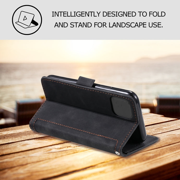 For iPhone 12 / 12 Pro Retro Splicing Horizontal Flip Leather Case with Card Slots & Holder & Wallet