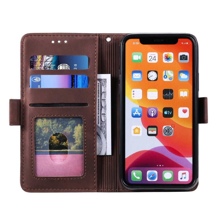 For iPhone 12 / 12 Pro Retro Splicing Horizontal Flip Leather Case with Card Slots & Holder & Wallet