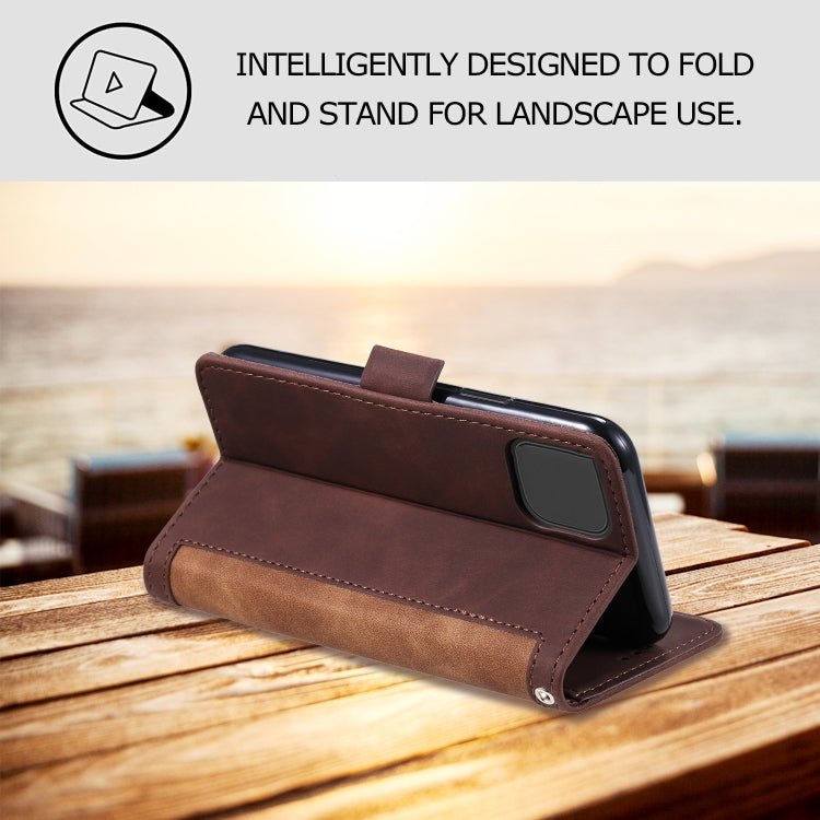 For iPhone 12 / 12 Pro Retro Splicing Horizontal Flip Leather Case with Card Slots & Holder & Wallet