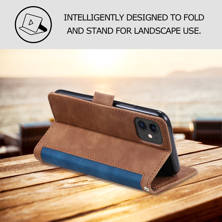 For iPhone 12 / 12 Pro Retro Splicing Horizontal Flip Leather Case with Card Slots & Holder & Wallet