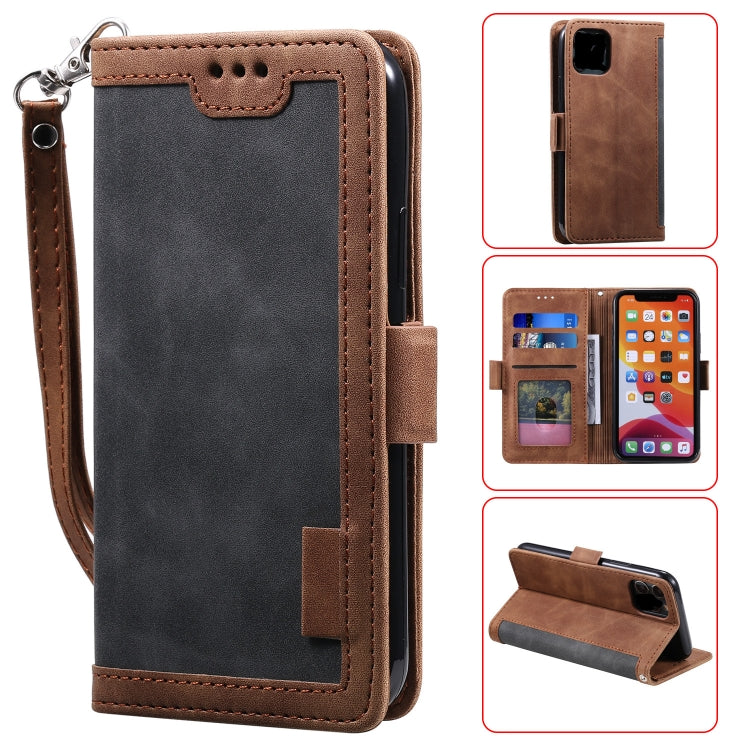 For iPhone 12 Pro Max Retro Splicing Horizontal Flip Leather Case with Card Slots & Holder & Wallet