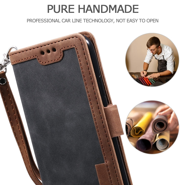 For iPhone 12 Pro Max Retro Splicing Horizontal Flip Leather Case with Card Slots & Holder & Wallet