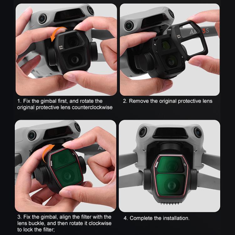 For DJI Air 3S BRDRC Camera Lens Filter, Filter:3 in 1 CPL UV ND16