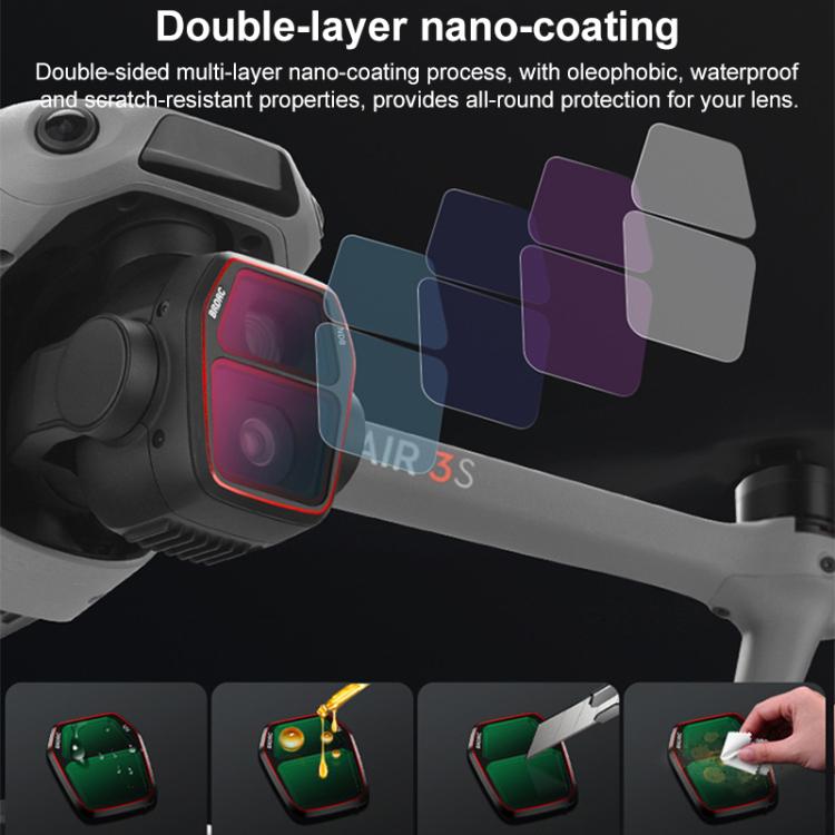 For DJI Air 3S BRDRC Camera Lens Filter, Filter:ND8