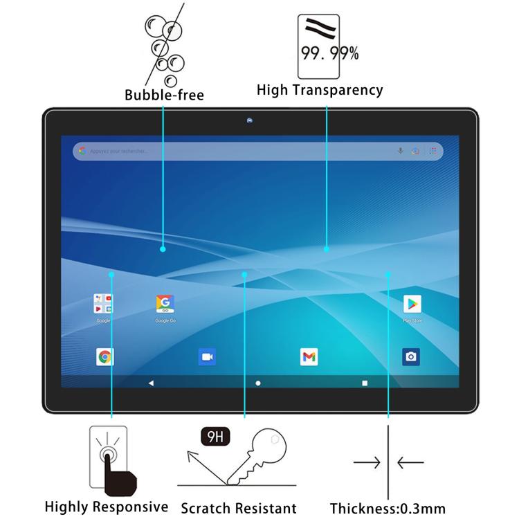 For Danew Dslide 1021 Tablet 10.1 9H 0.3mm Explosion-proof Tempered Glass Film