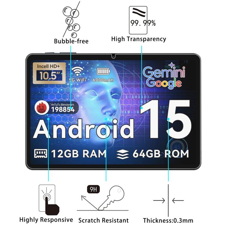 For Tabwee T80 Tablet 10.5 inch 25pcs 9H 0.3mm Explosion-proof Tempered Glass Film