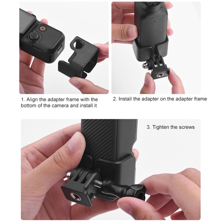For DJI OSMO Pocket 3 BRDRC Protection Frame Adapter Base, Type:Frame + Backpack Clip
