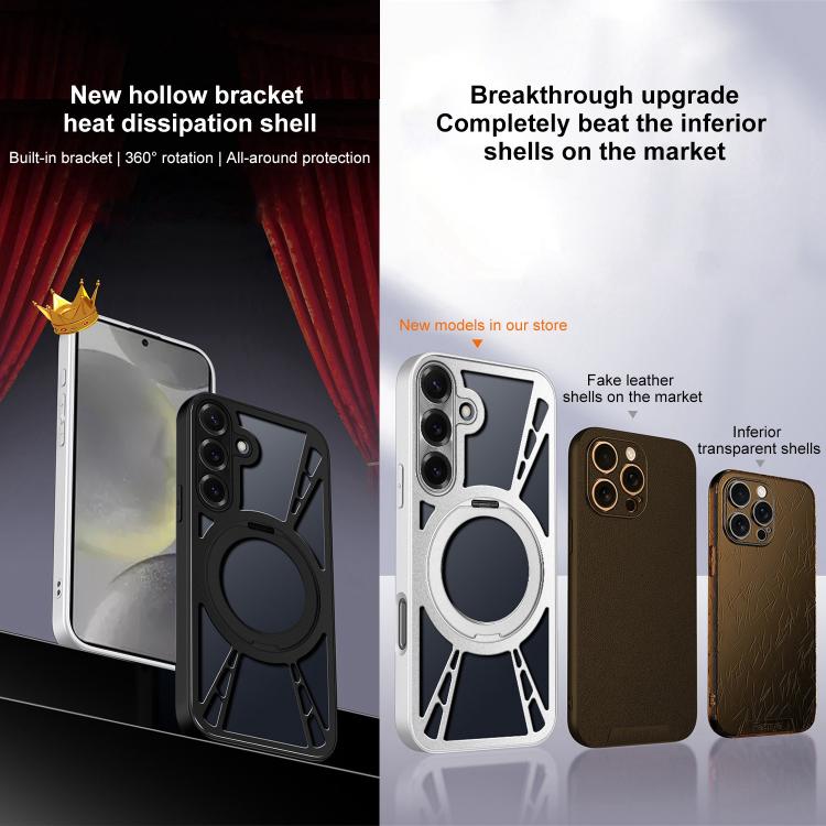 For Samsung Galaxy S24 5G Cooling Hollow Metal Holder MagSafe Phone Case
