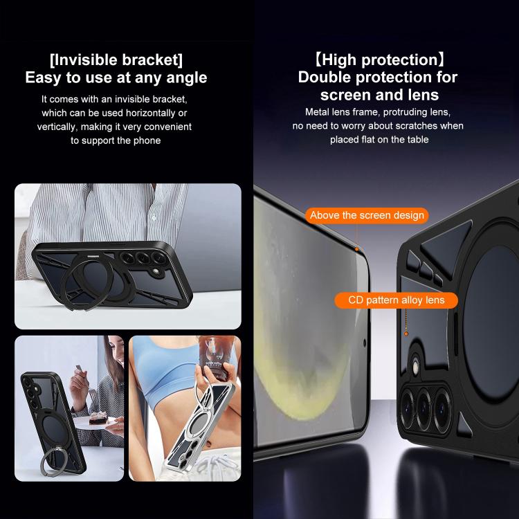 For Samsung Galaxy S24 5G Cooling Hollow Metal Holder MagSafe Phone Case