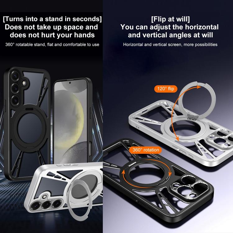 For Samsung Galaxy S24 5G Cooling Hollow Metal Holder MagSafe Phone Case