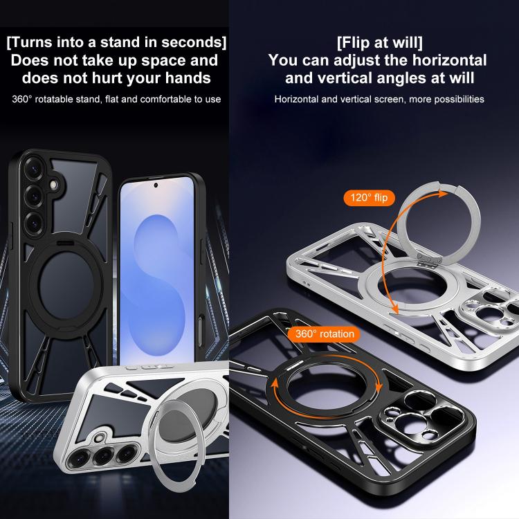 For Samsung Galaxy S25+ 5G Cooling Hollow Metal Holder MagSafe Phone Case