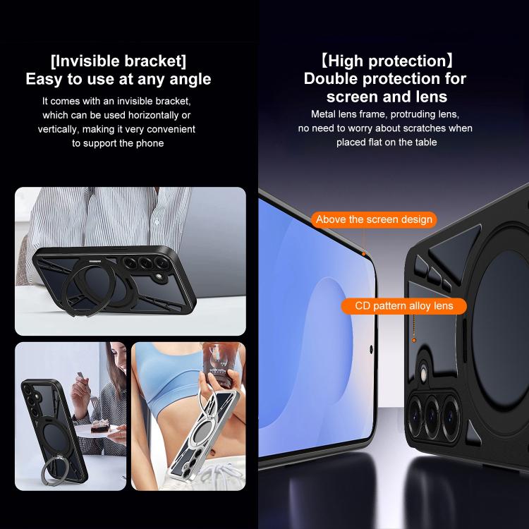 For Samsung Galaxy S25+ 5G Cooling Hollow Metal Holder MagSafe Phone Case