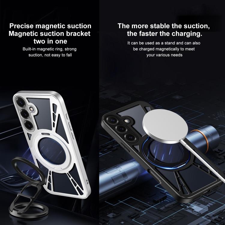 For Samsung Galaxy S25+ 5G Cooling Hollow Metal Holder MagSafe Phone Case