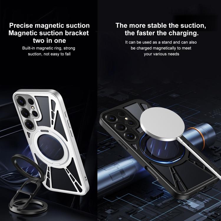 For Samsung Galaxy S25 Ultra 5G Cooling Hollow Metal Holder MagSafe Phone Case