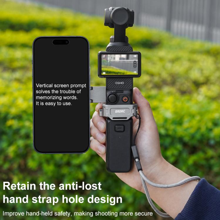For DJI Osmo Pocket 3 BRDRC Smartphone Teleprompter Stand Desktop Clamp Cold Shoe Extension Mount - Dark Grey