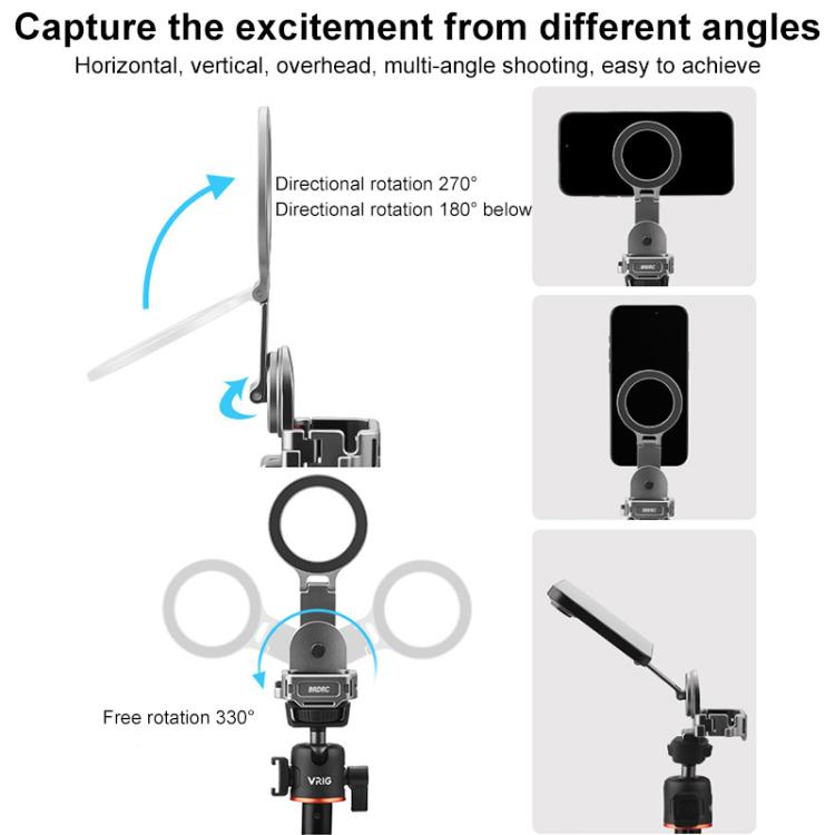 For DJI Osmo Pocket 3 BRDRC Smartphone Teleprompter Stand Desktop Clamp Cold Shoe Extension Mount - Dark Grey