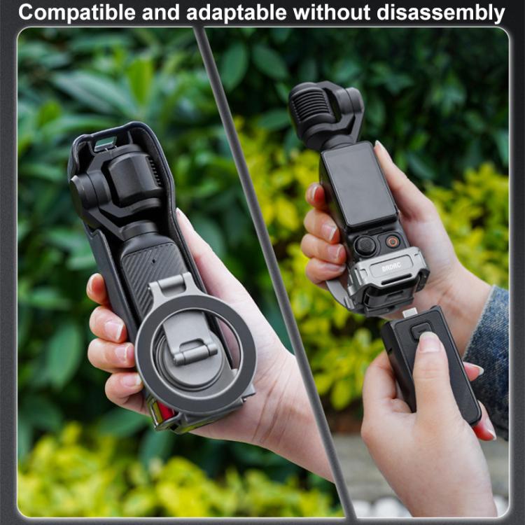 For DJI Osmo Pocket 3 BRDRC Smartphone Teleprompter Stand Desktop Clamp Cold Shoe Extension Mount - Dark Grey
