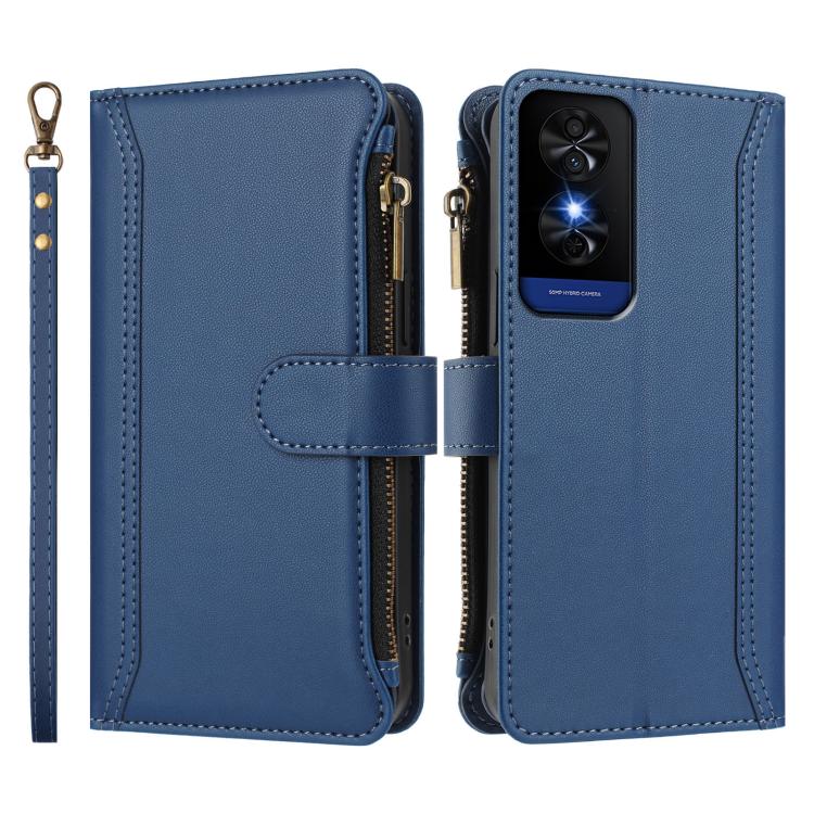 For TCL 50 5G / 50 XE NxtPaper 5G Magnetic Closure 9 Card Slots Zipper Leather Case with Hand Strap