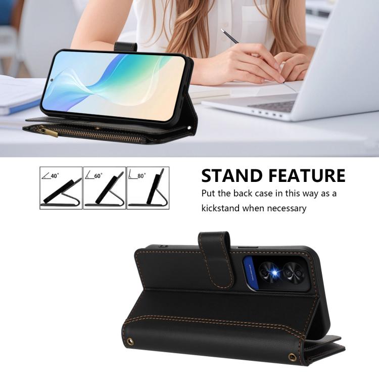 For TCL 50 5G / 50 XE NxtPaper 5G Magnetic Closure 9 Card Slots Zipper Leather Case with Hand Strap