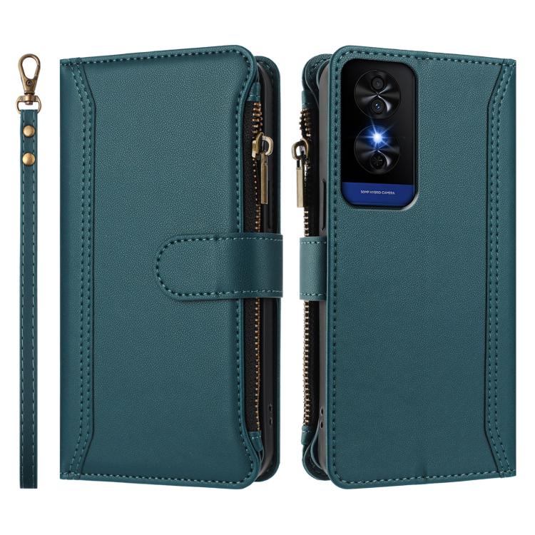 For TCL 50 5G / 50 XE NxtPaper 5G Magnetic Closure 9 Card Slots Zipper Leather Case with Hand Strap