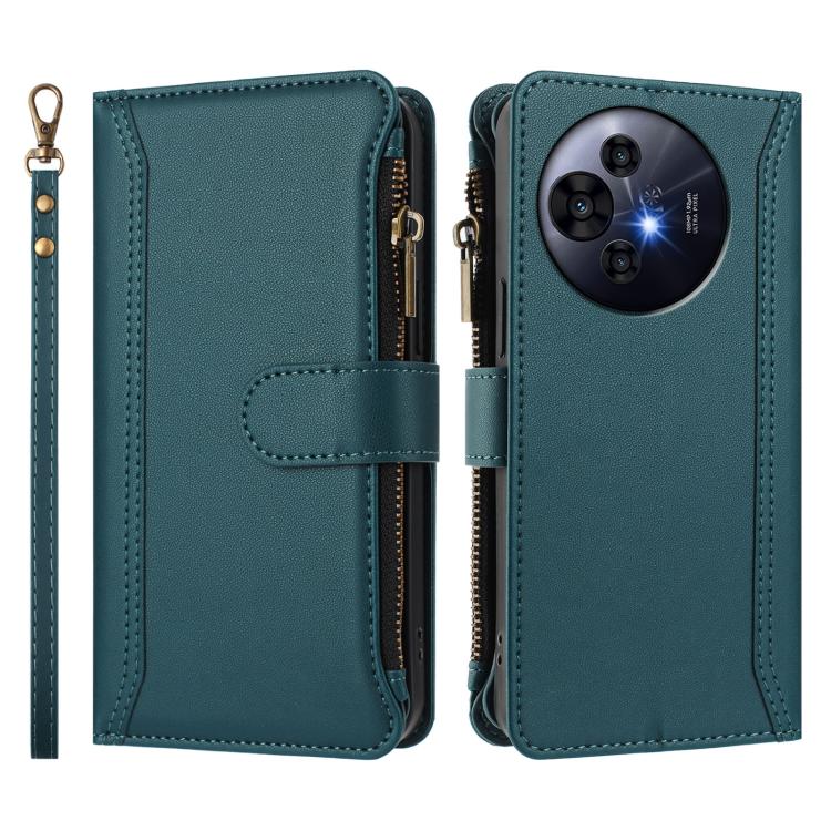 For TCL 50 Pro NxtPaper / P10 Magnetic Closure 9 Card Slots Zipper Leather Case with Hand Strap