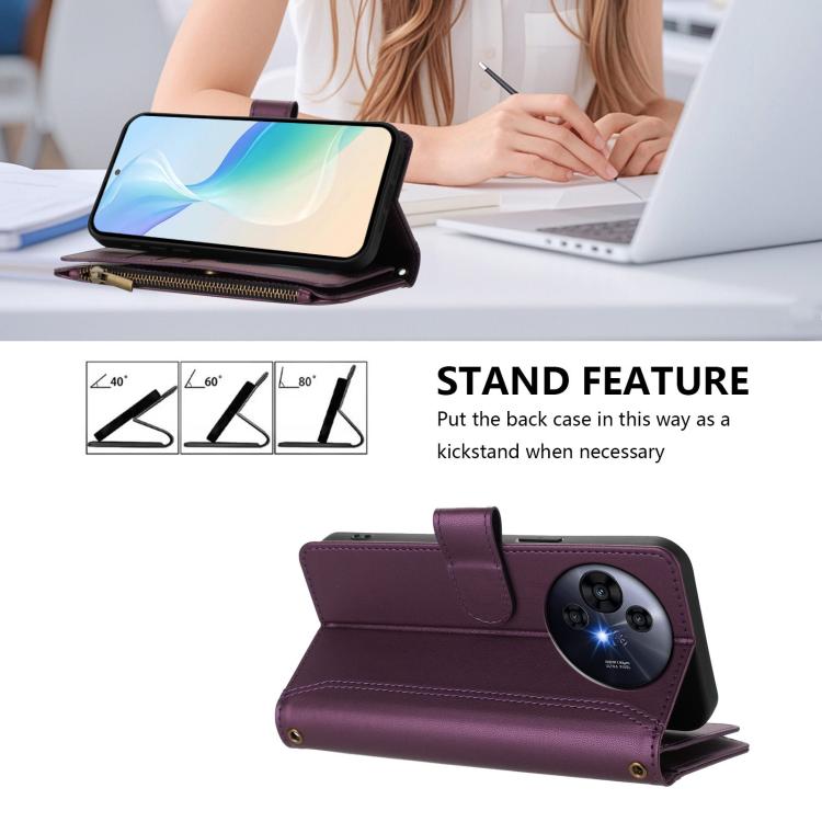 For TCL 50 Pro NxtPaper / P10 Magnetic Closure 9 Card Slots Zipper Leather Case with Hand Strap