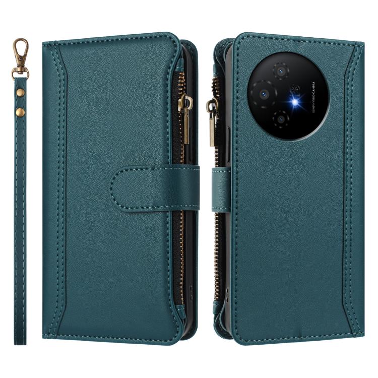 For TCL 50 XL / 50 XL NxtPaper 5G Magnetic Closure 9 Card Slots Zipper Leather Case with Hand Strap