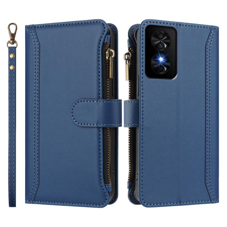 For TCL 50 SE / 40 NxtPaper 4G Magnetic Closure 9 Card Slots Zipper Leather Case with Hand Strap