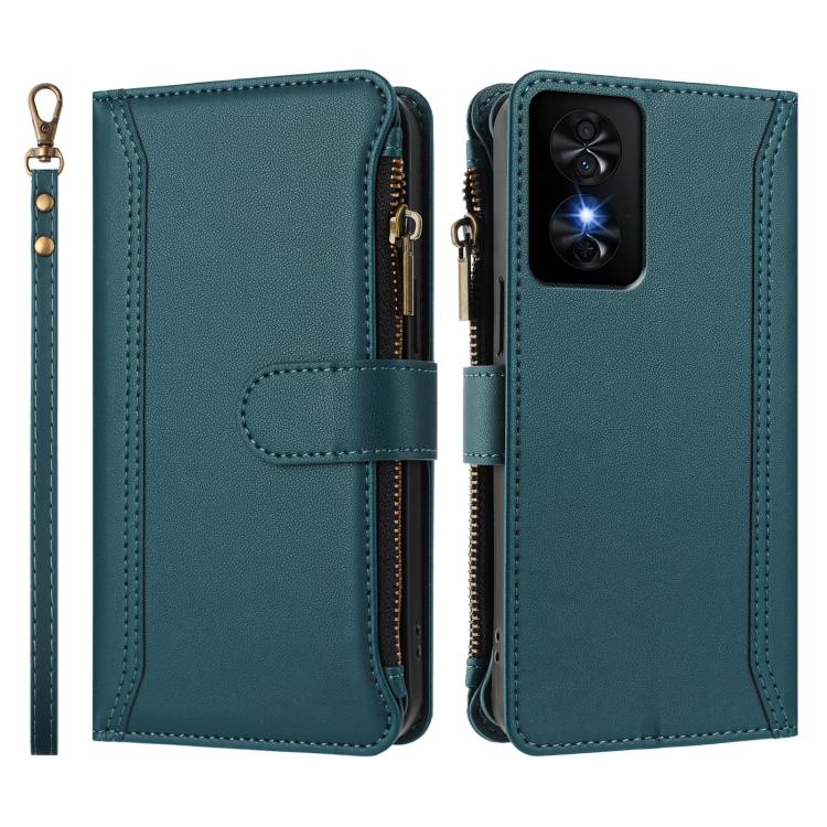 For TCL 50 SE / 40 NxtPaper 4G Magnetic Closure 9 Card Slots Zipper Leather Case with Hand Strap