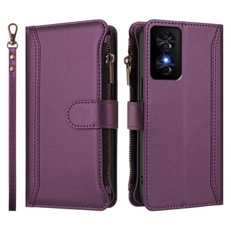 For TCL 50 SE / 40 NxtPaper 4G Magnetic Closure 9 Card Slots Zipper Leather Case with Hand Strap