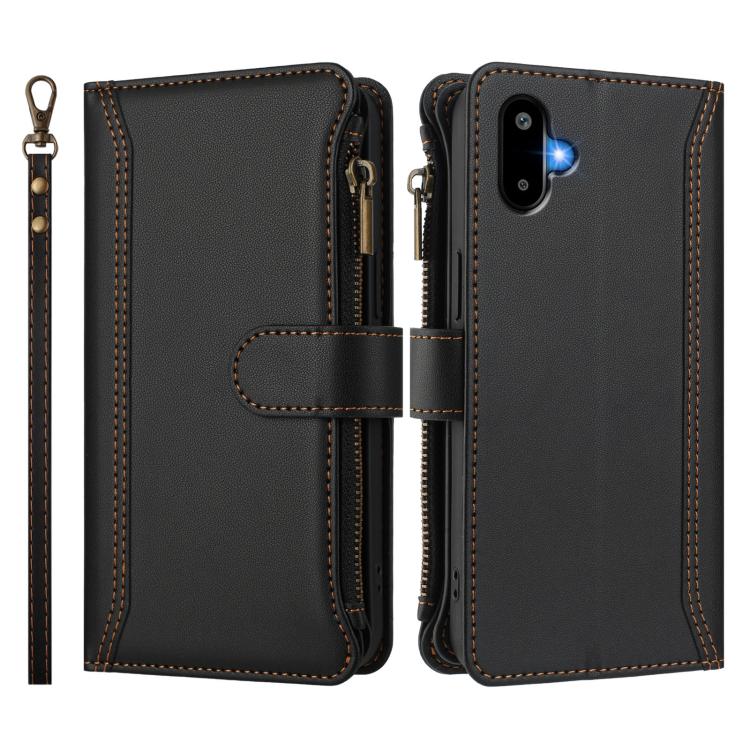 For Samsung Galaxy M06 / F06 5G Magnetic Closure 9 Card Slots Zipper Leather Case with Hand Strap