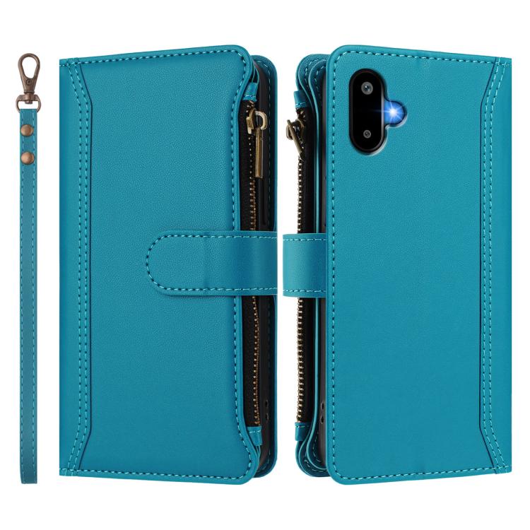 For Samsung Galaxy M06 / F06 5G Magnetic Closure 9 Card Slots Zipper Leather Case with Hand Strap