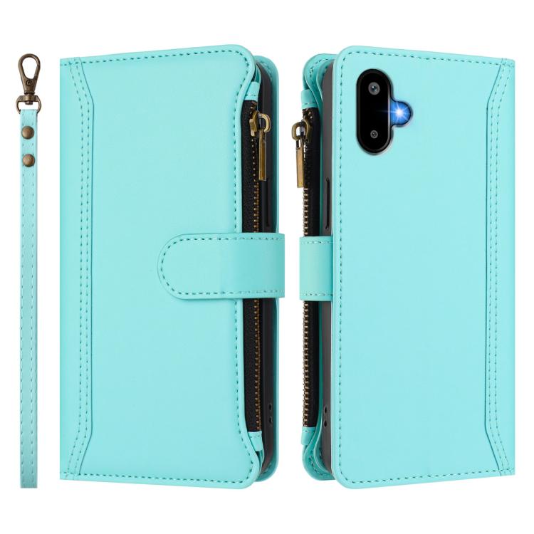 For Samsung Galaxy M06 / F06 5G Magnetic Closure 9 Card Slots Zipper Leather Case with Hand Strap